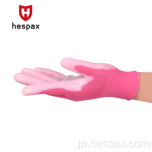 Hespax 13GピンクナイロンポリウレタンESDガーデングローブ